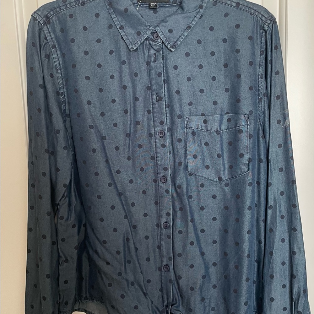 Velvet Heart Blue Polka Dot Button Down Shirt